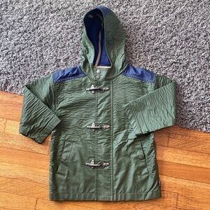 GYMSPORT GYMBOREE Vintage Green Hooded Raincoat Jacket Size 3 to 4 years old